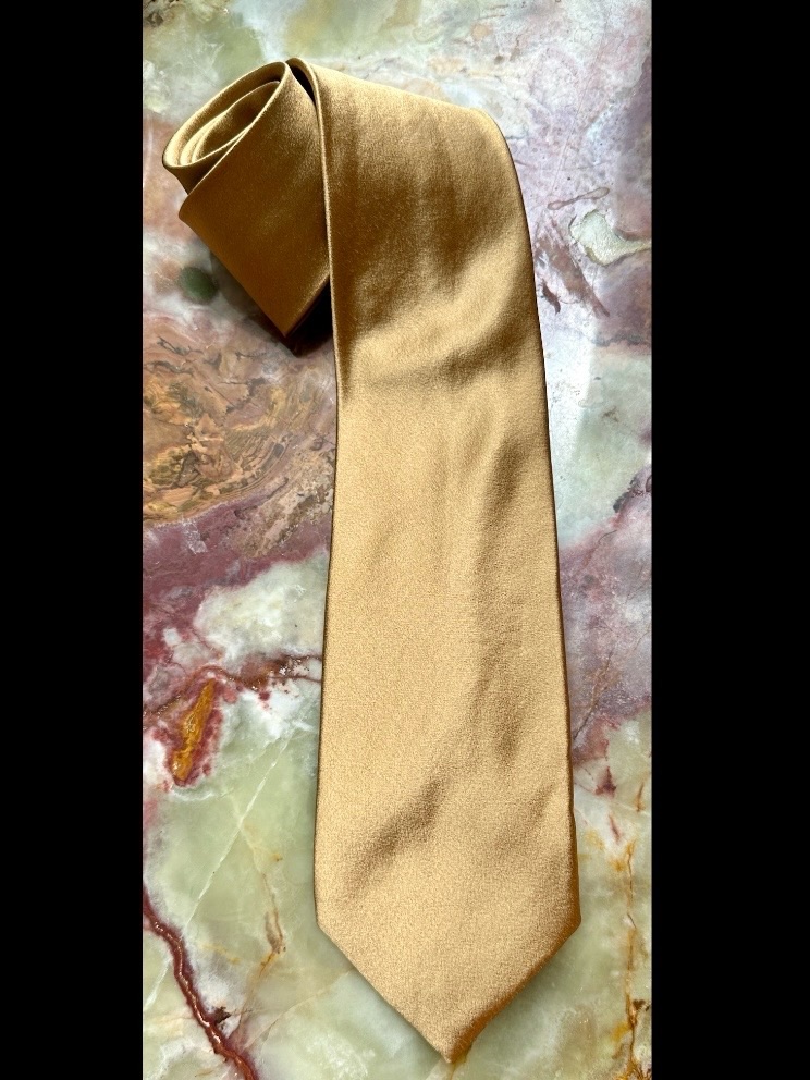 Vintage 1990s Donna Karan Mens Necktie Tie Silk Solid Gold Bronze Rich Satin Ec